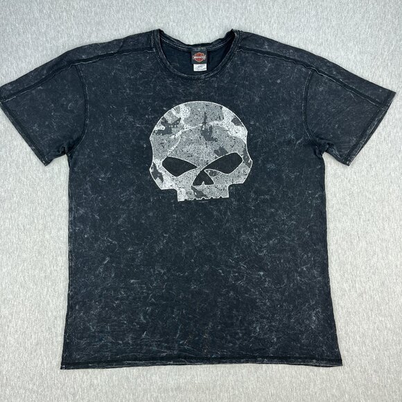 Harley-Davidson Shirt Mens 2XL Black Stonewash Skull Beartooth Billings Montana - Picture 1 of 12